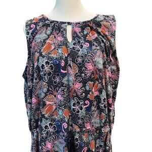 Talbots Maxi Dress Tropical Dark Floral Plus Size 2X Sleeveless Vacation Resort